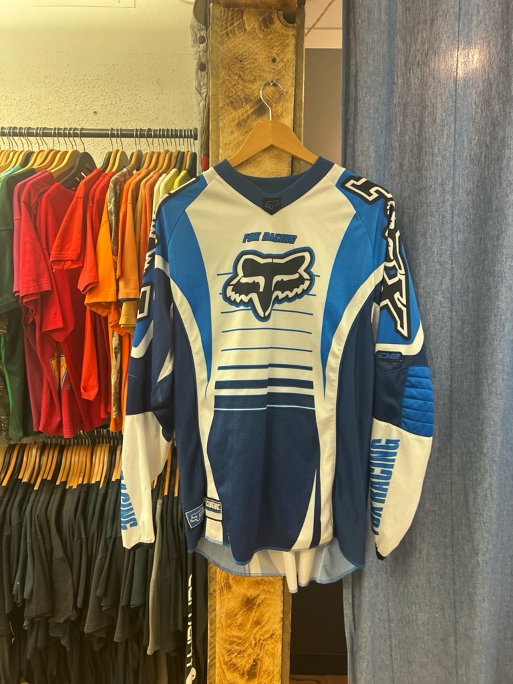 Vintage Fox Racing Blue White Motocross Jersey